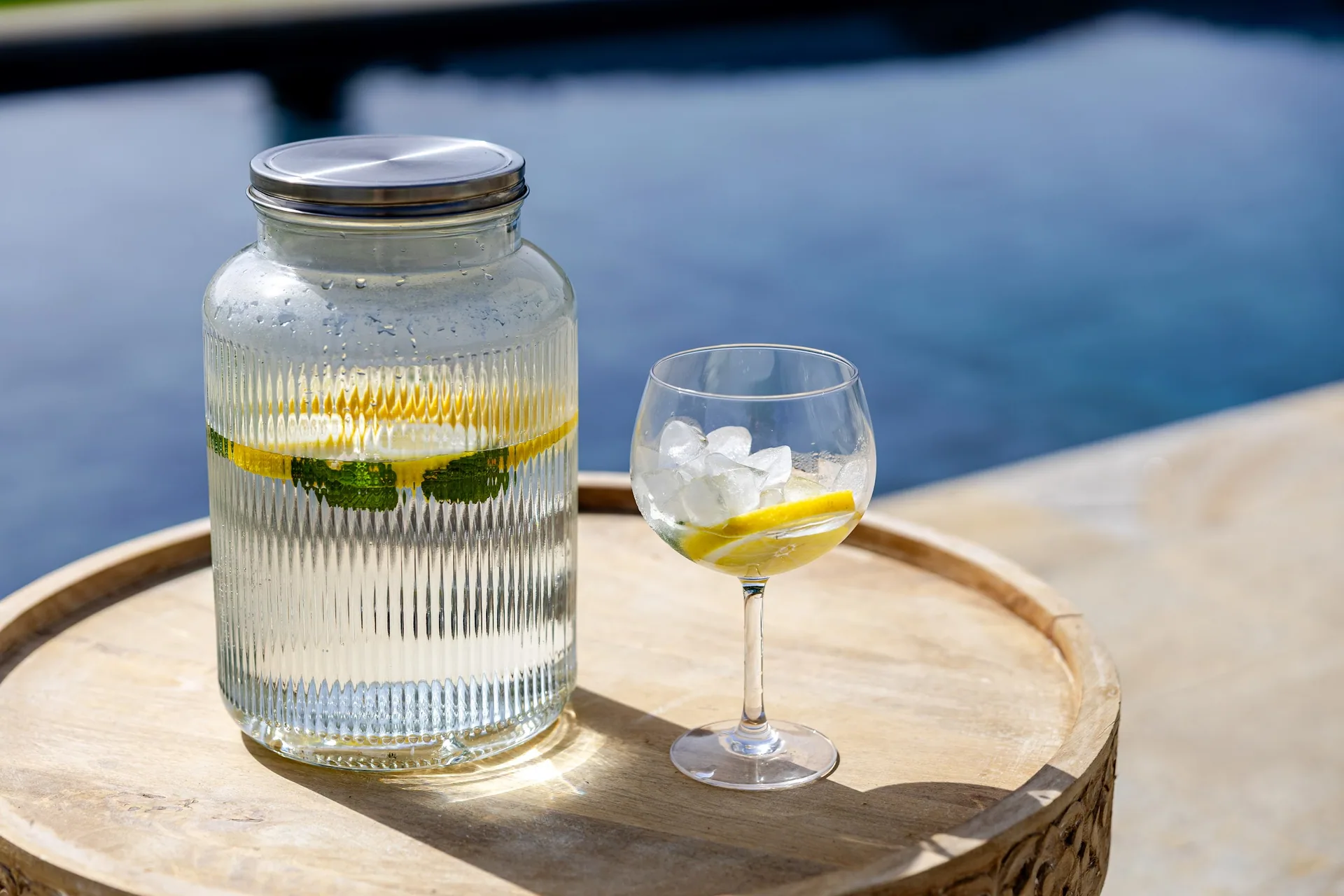 Infused water by the pool