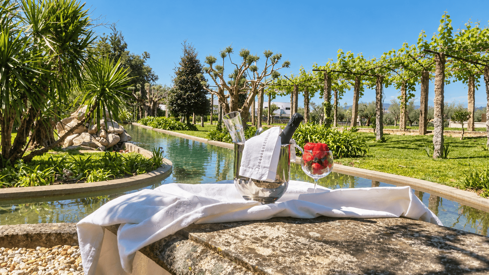 Garden pond at Quinta de Grejufe