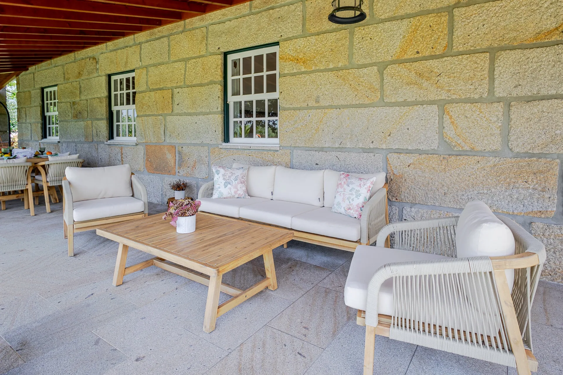 Outdoor lounge on the house porch